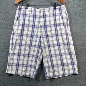 Southpole Casual Shorts Men's 34 Purple/White Plaid Skater Grunge Y2K Casual